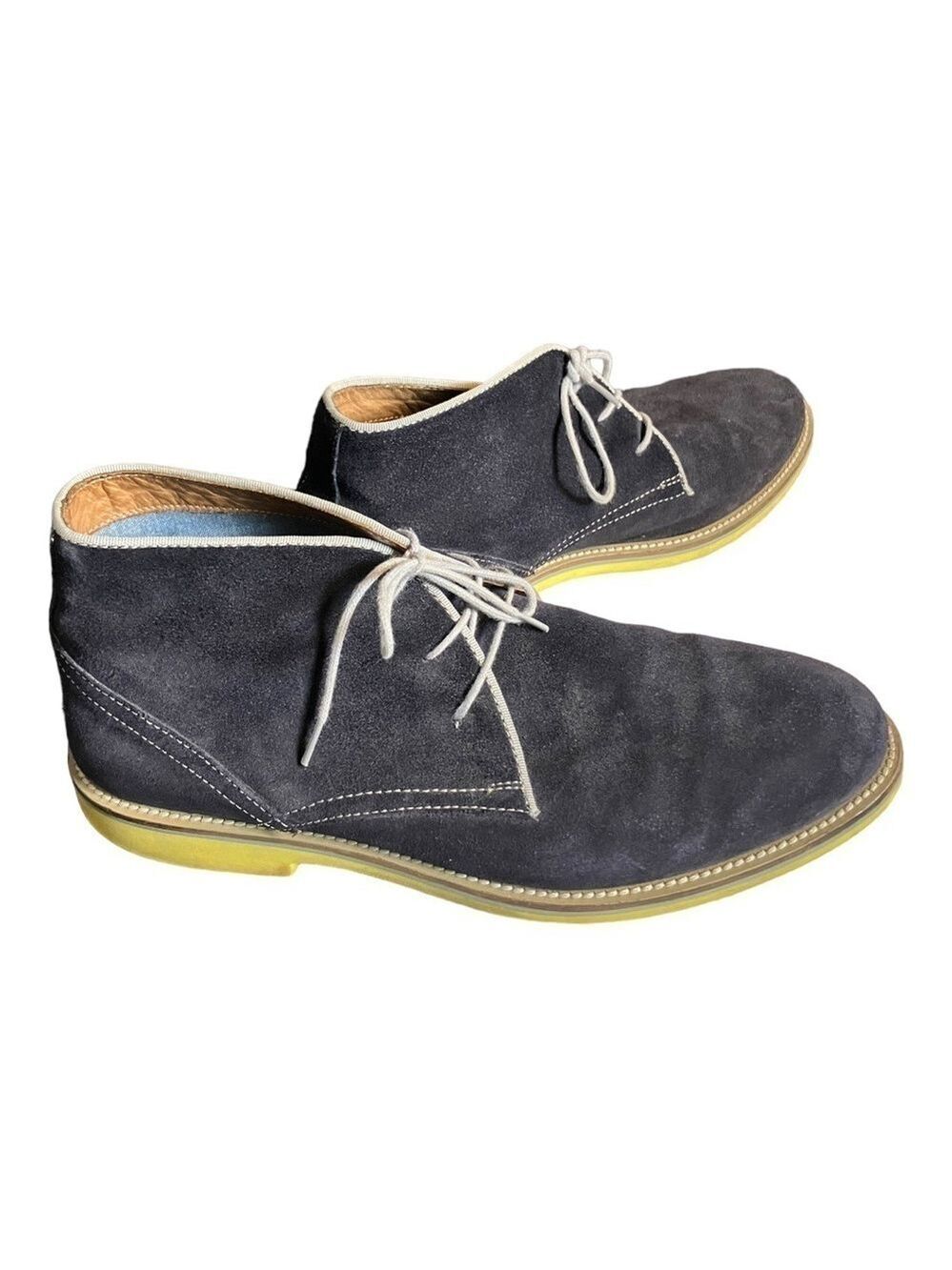 ALDO Blue Suede High Top Casual Chukka Boots Shoes Yellow Heels Size 11